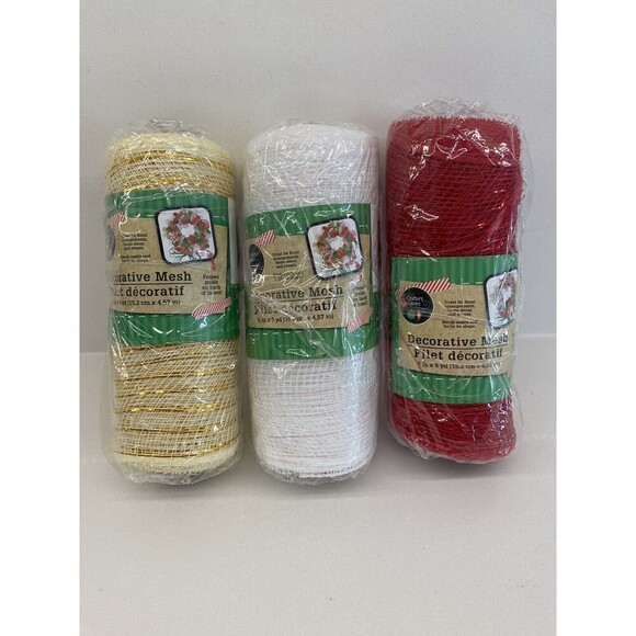 Crafter's Square Christmas Mix of 6 in. Decorative Mesh, 6in x 5-yd. 3 Rolls - Picture 2 of 10